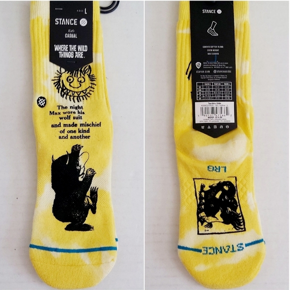 Stance kids casual socks Where The Wild Things Are size Lg (New) - Picture 2 of 4